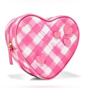 Pink Gingham Heart cosmetic bag